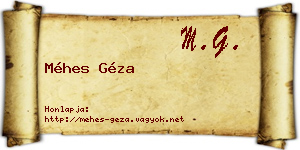 Méhes Géza névjegykártya